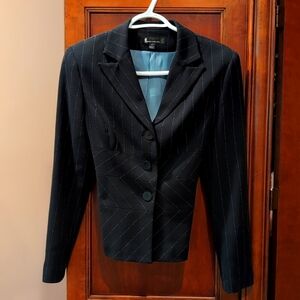 Larry Levine 3 piece Suit Navy Pin Stripe, Jacket, pants, skirt